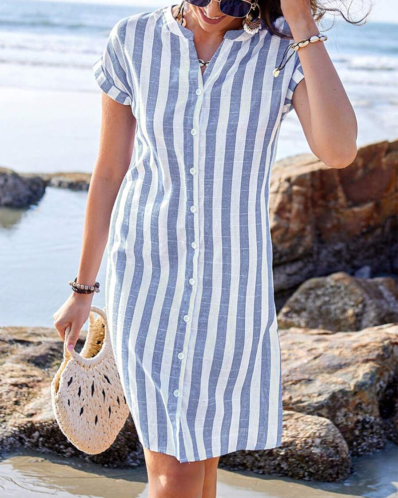 Clara | Coastal Striped Shirt Dress
