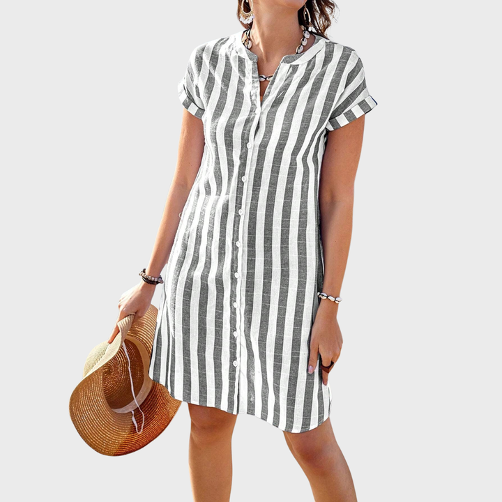 Clara | Coastal Striped Shirt Dress