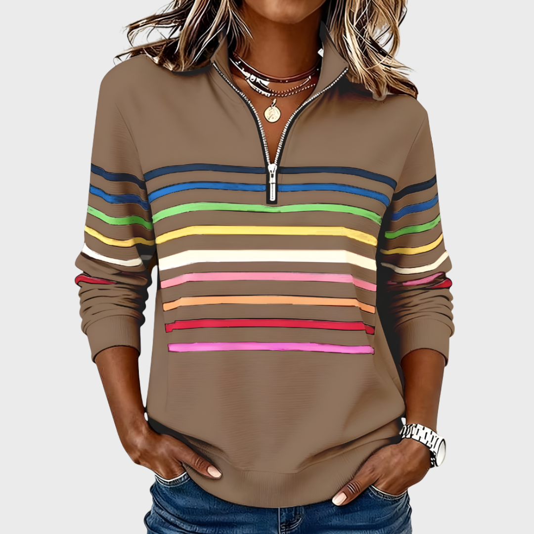 Raina | Striped Zip Hoodie