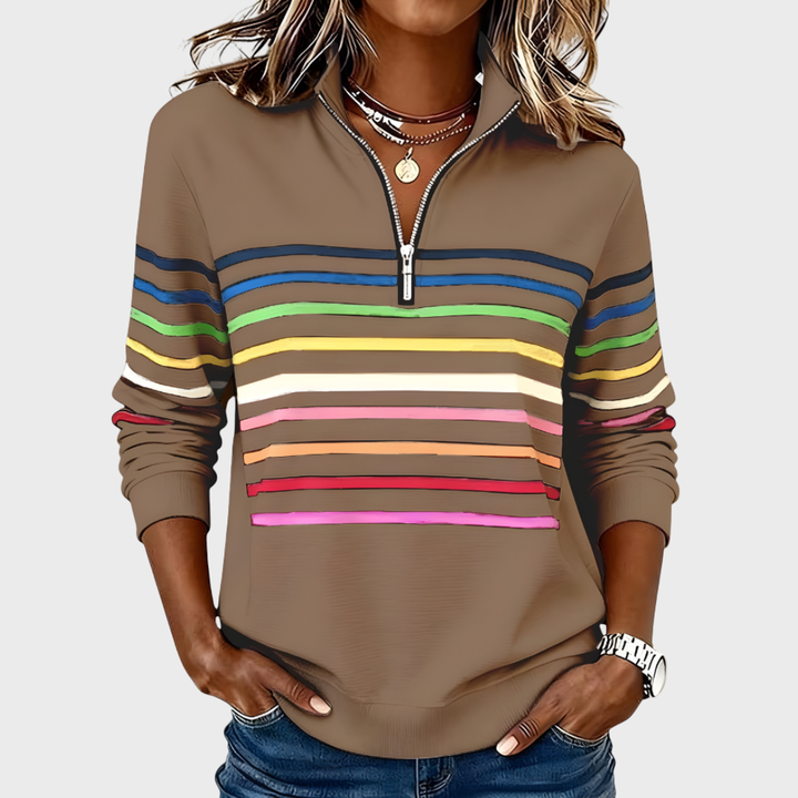 Raina | Striped Zip Hoodie