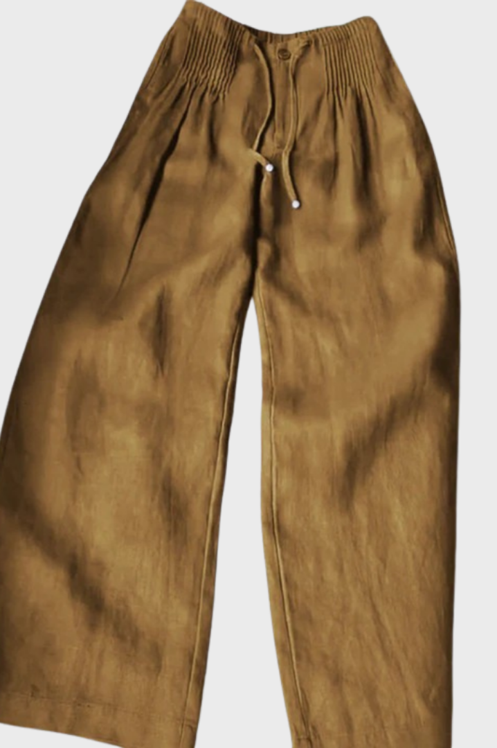 Camile | Wide-leg Pants in Cotton and Linen Blend