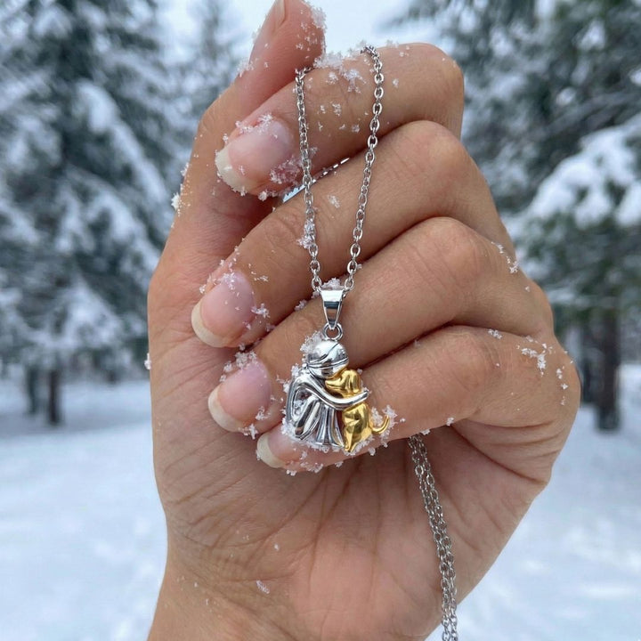 Silver & Gold Hug Dog Necklace