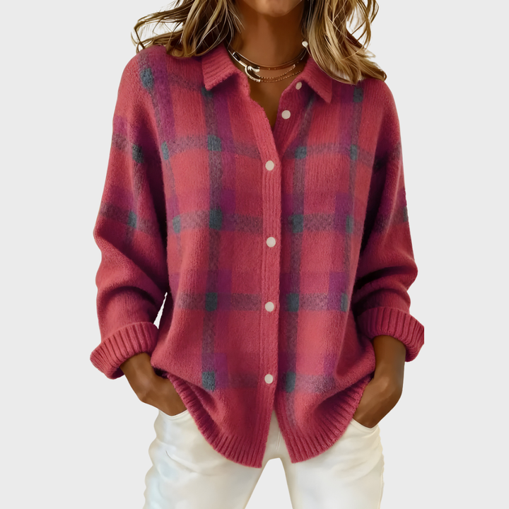 Anna | Plaid Knit Cardigan