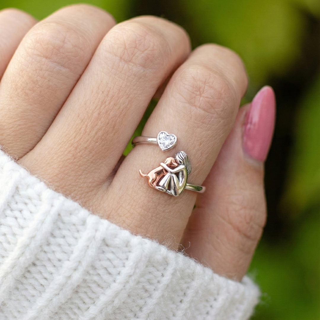 Adjustable Zirconia Dog Hug Ring