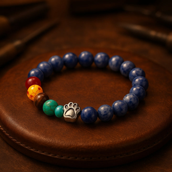 Colorful Stone Heart Paw Bracelet