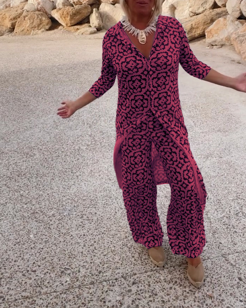 Livia | Vintage Printed Blouse & Pants Set