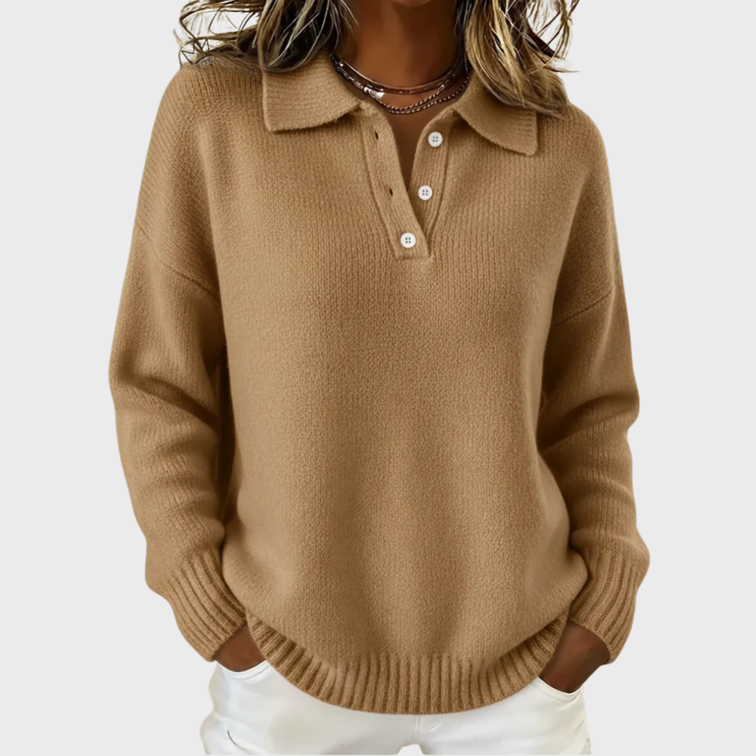 Olivia | Soft Knit Polo Sweater