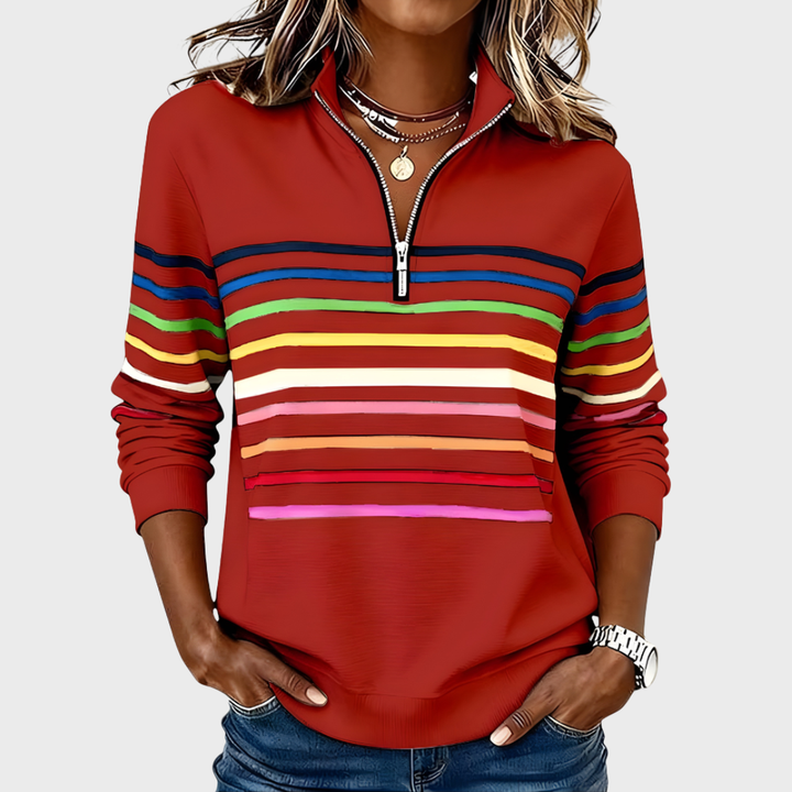 Raina | Striped Zip Hoodie