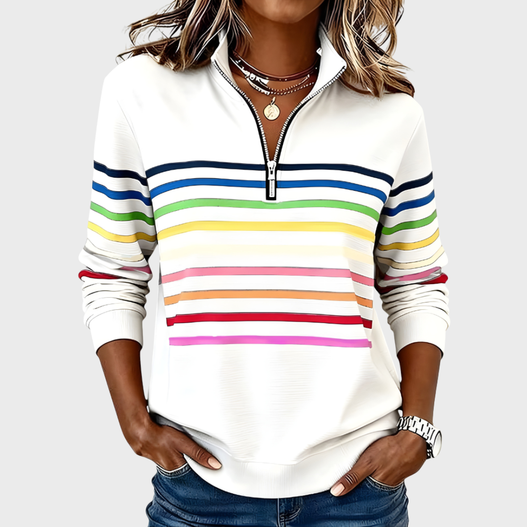 Raina | Striped Zip Hoodie