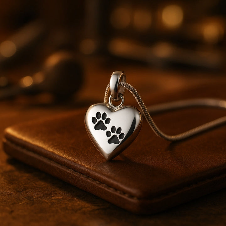 Memorial Heart Paw Necklace