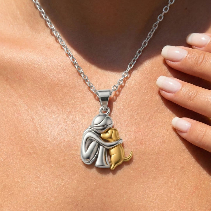 Silver & Gold Hug Dog Necklace