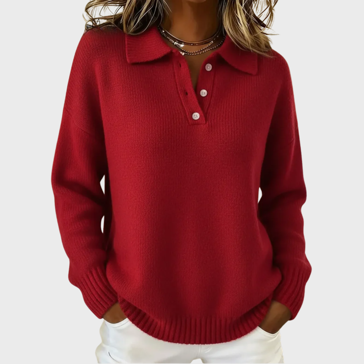 Olivia | Soft Knit Polo Sweater