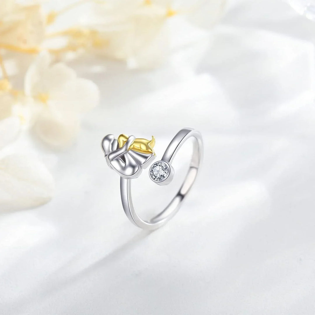 Adjustable Golden Zirconia Dog Hug Ring