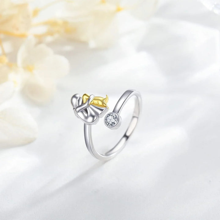 Adjustable Golden Zirconia Dog Hug Ring