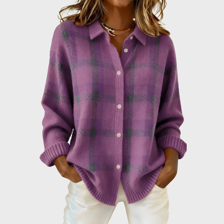 Anna | Plaid Knit Cardigan