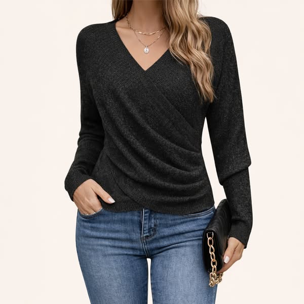Seravielle | Elegant Wrap V-neck Top