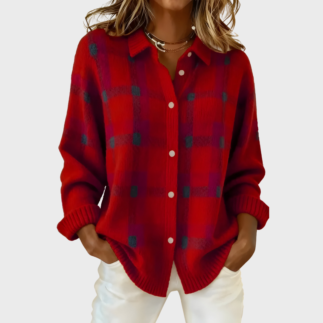 Anna | Plaid Knit Cardigan