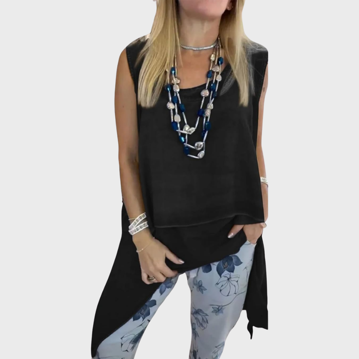 Oriane - Women's Two-Piece Set: Sleeveless Top and Printed Pants