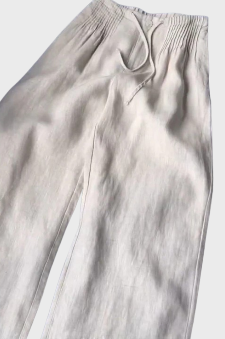 Camile | Wide-leg Pants in Cotton and Linen Blend