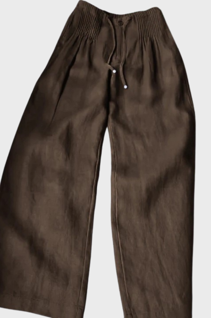 Camile | Wide-leg Pants in Cotton and Linen Blend