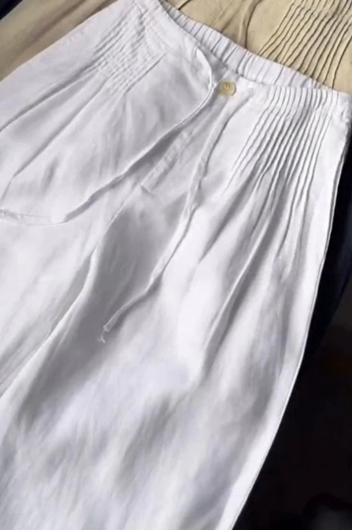 Camile | Wide-leg Pants in Cotton and Linen Blend