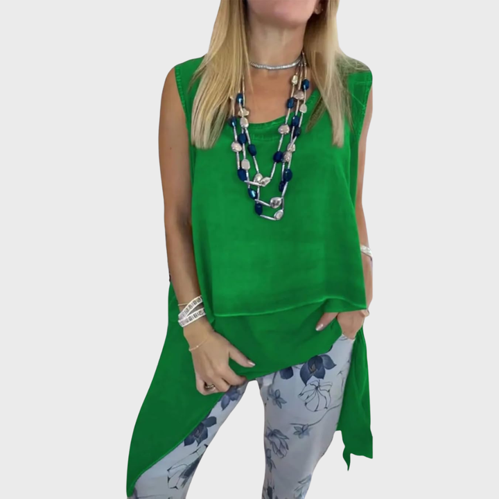 Oriane - Women's Two-Piece Set: Sleeveless Top and Printed Pants