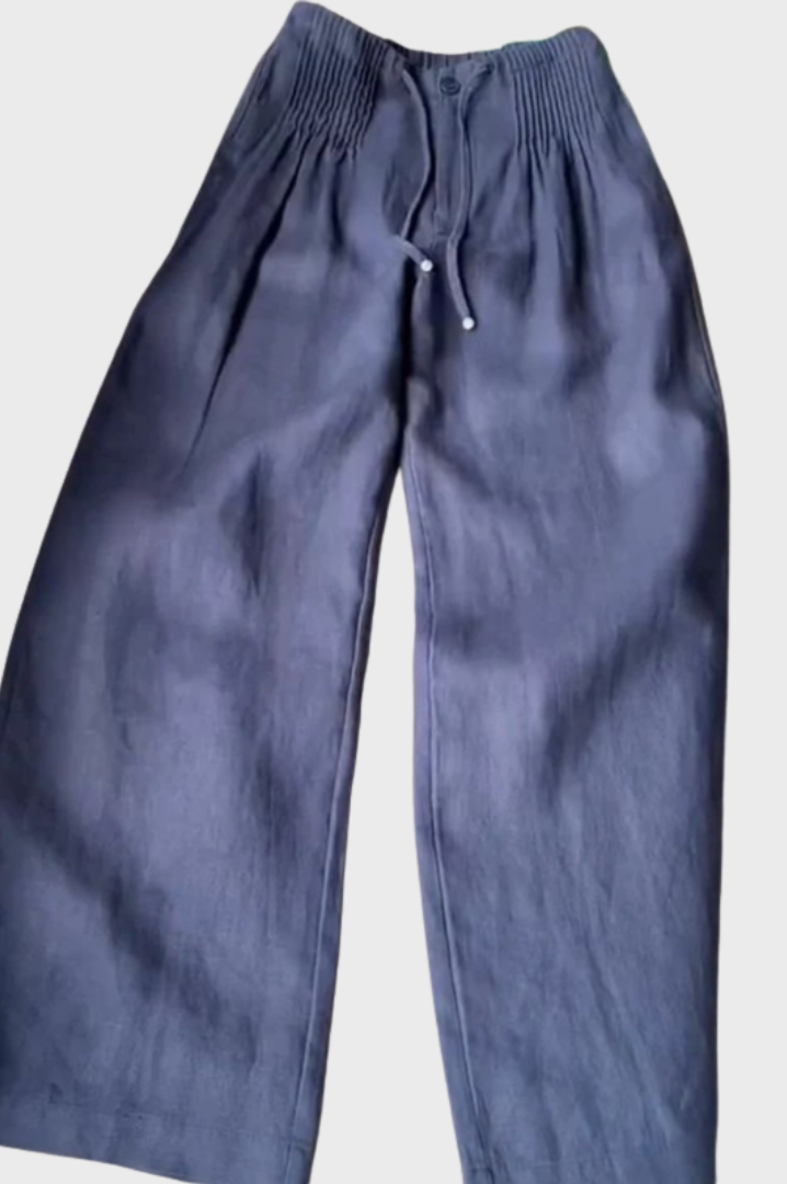 Camile | Wide-leg Pants in Cotton and Linen Blend