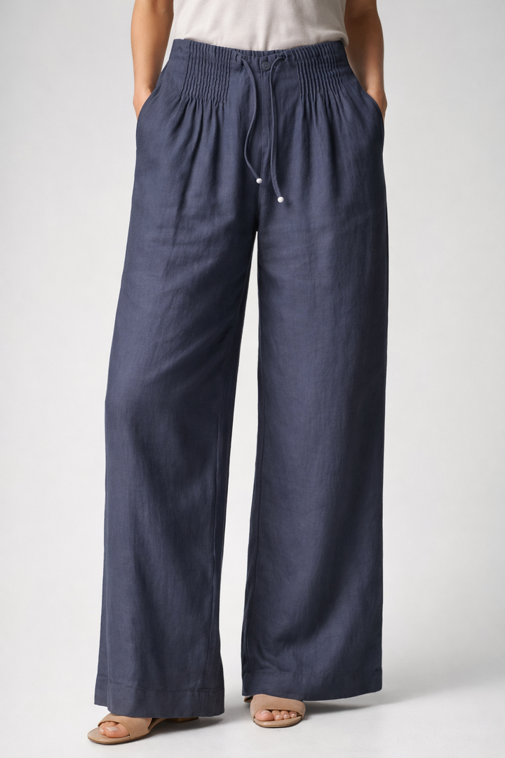Camile | Wide-leg Pants in Cotton and Linen Blend