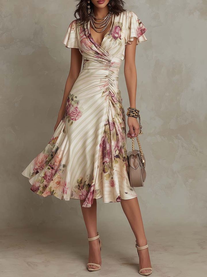 Daxirae - Elegant Floral Midi Dress