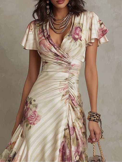 Daxirae - Elegant Floral Midi Dress