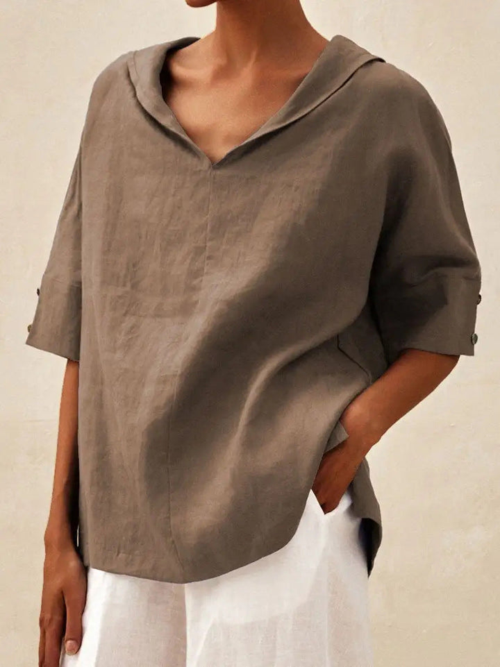 Lola - Timeless Linen V-Neck Blouse
