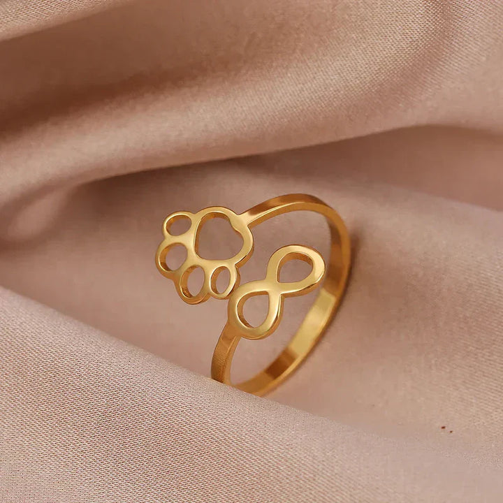 Adjustable Infinity Paw Ring in Silver and Gold