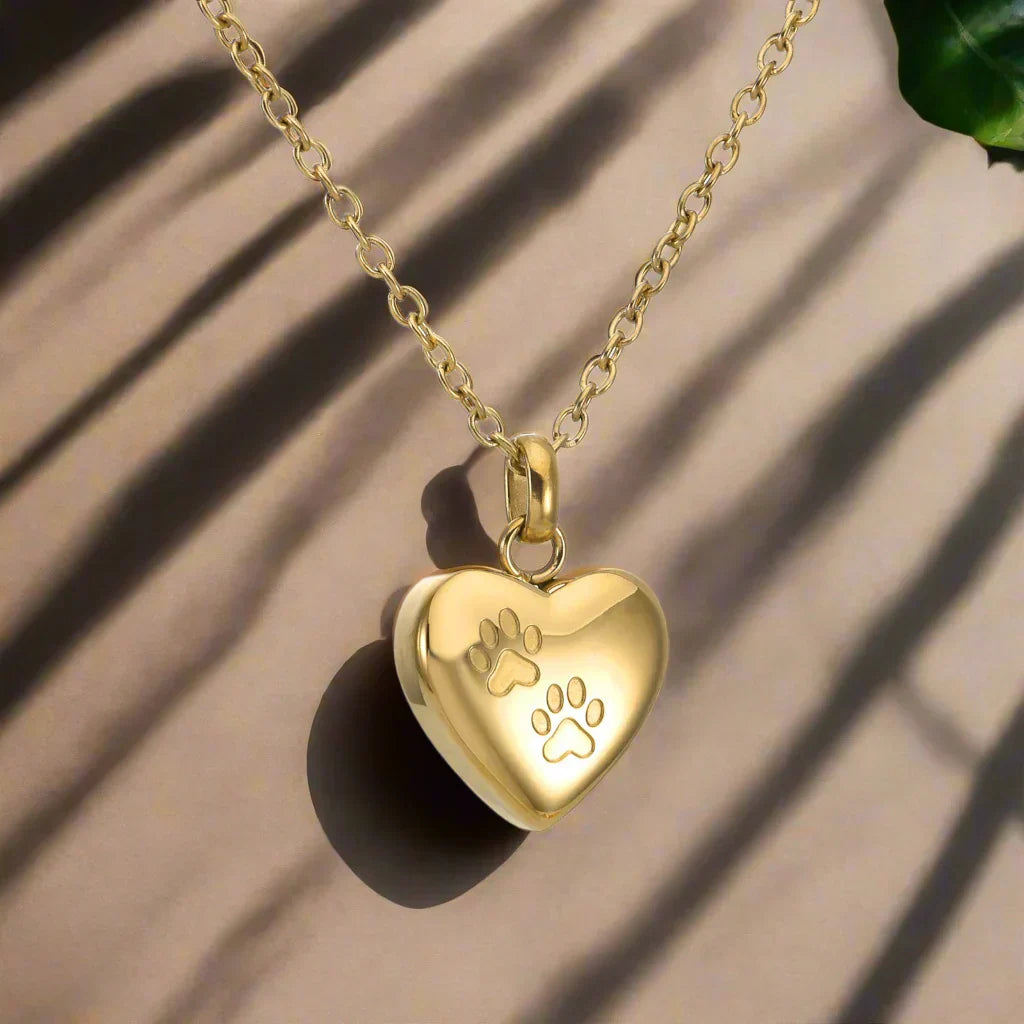 Memorial Heart Paw Necklace