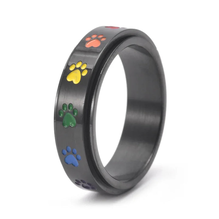 Spinner Colorful Paw Ring