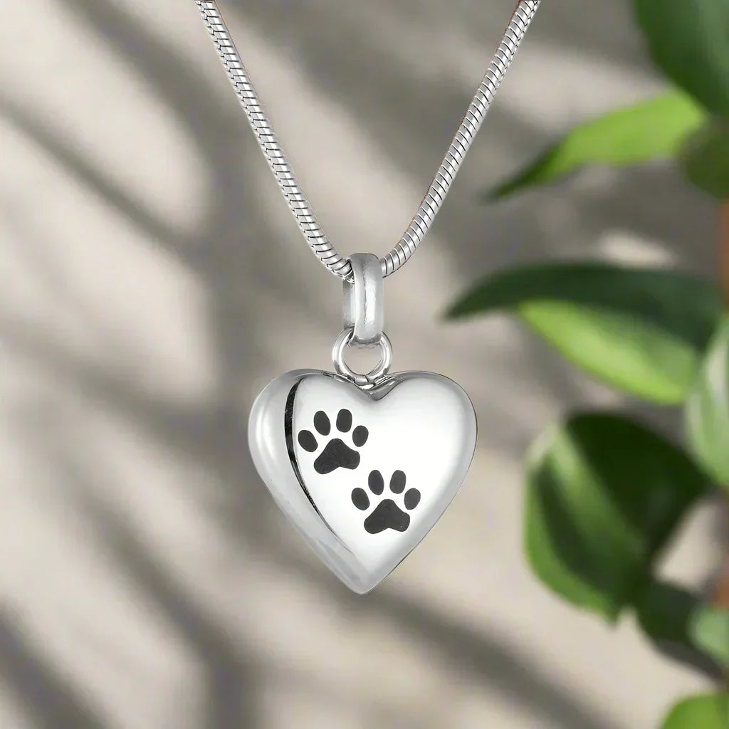 Memorial Heart Paw Necklace