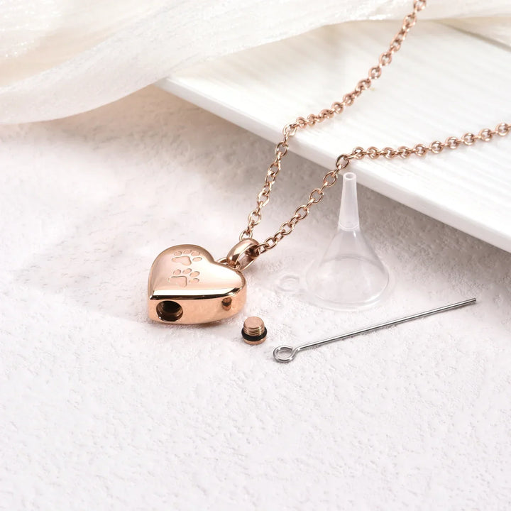 Memorial Heart Paw Necklace