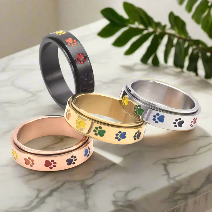 Spinner Colorful Paw Ring
