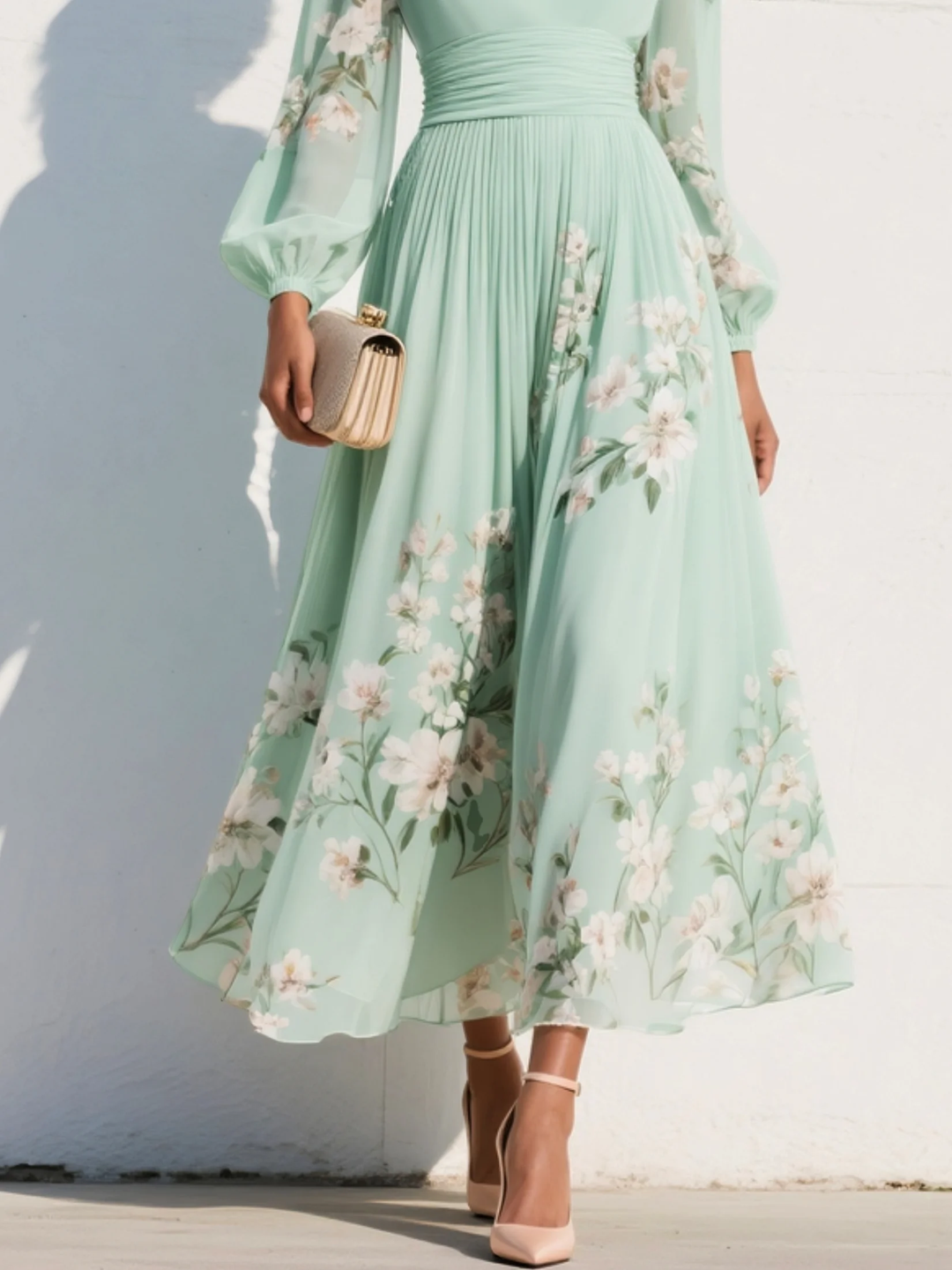 Ophelia | Floral Chiffon Midi Dress