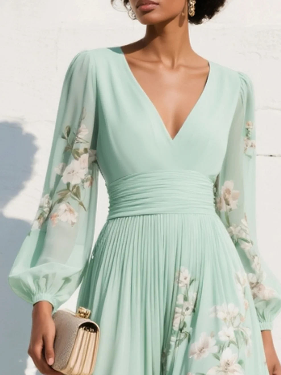 Ophelia | Floral Chiffon Midi Dress