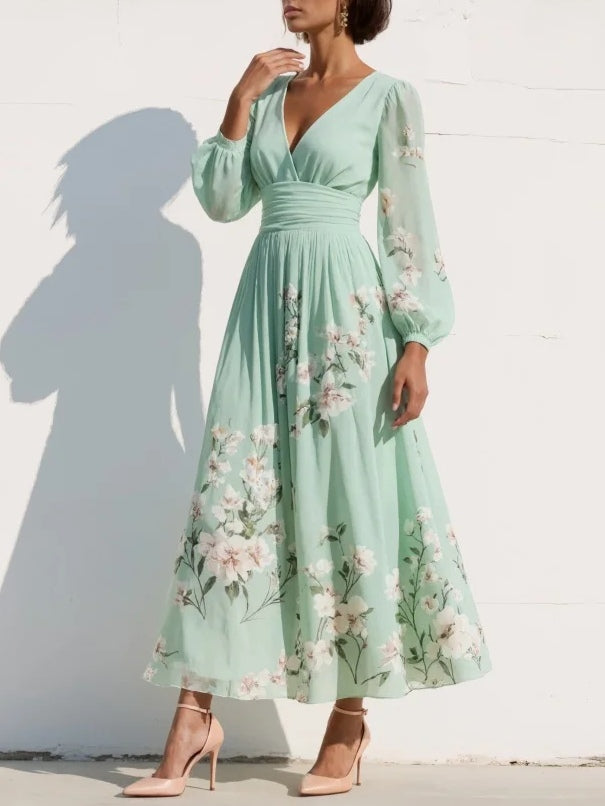 Ophelia | Floral Chiffon Midi Dress