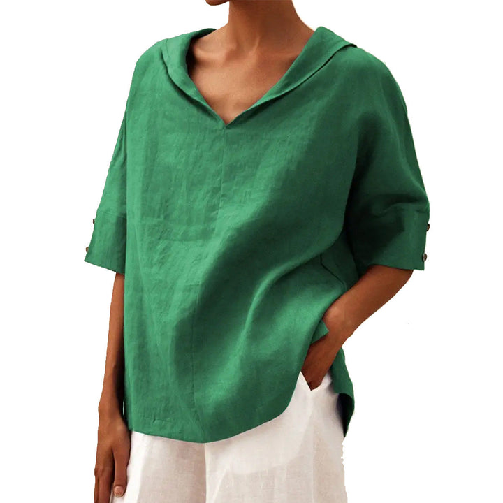 Lola - Timeless Linen V-Neck Blouse