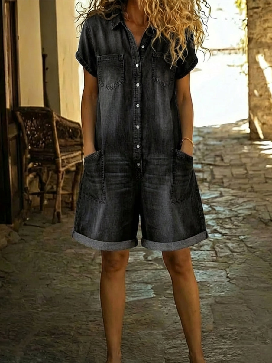 Elara | Relaxed Denim Jumpsuit