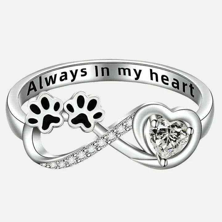'Always in my Heart' Infinity Paw Heart Ring