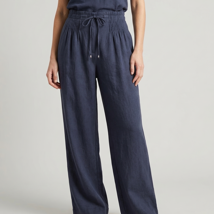 Camile | Wide-leg Pants in Cotton and Linen Blend