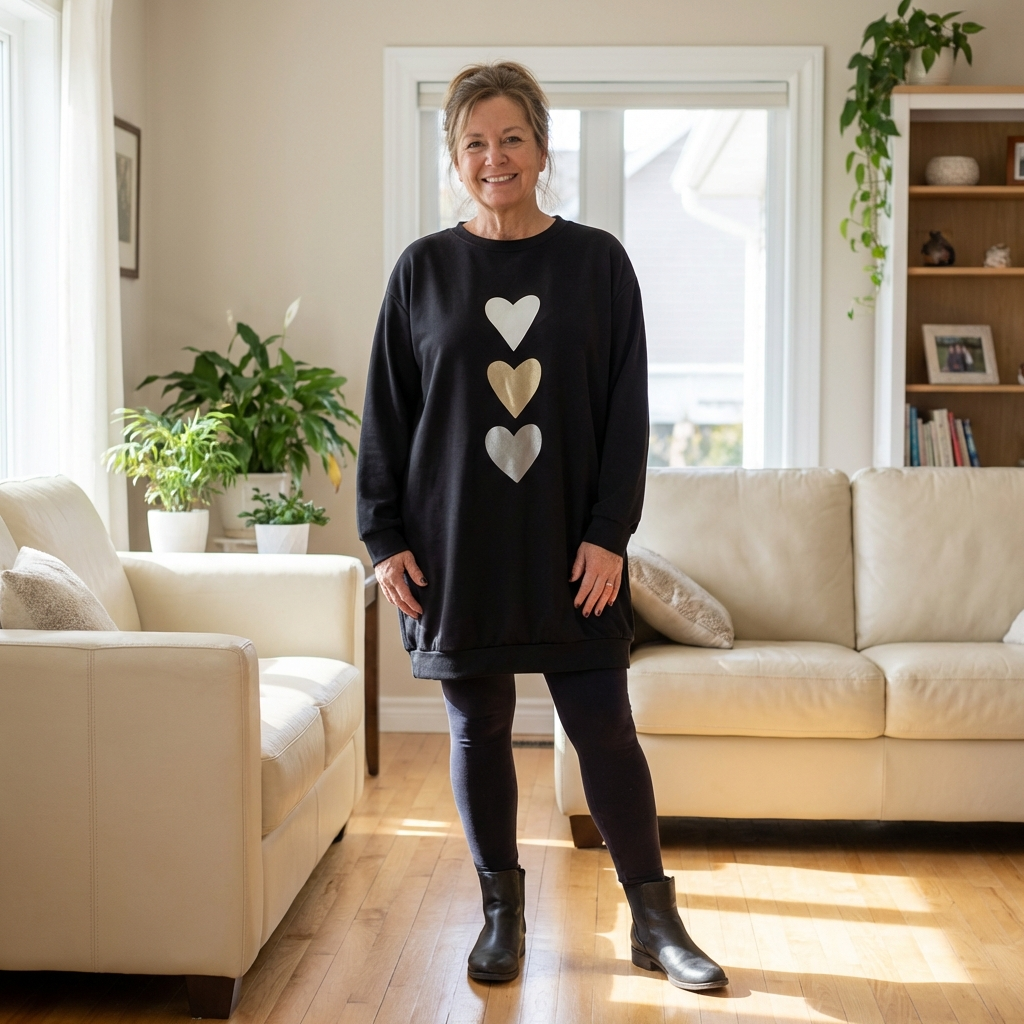 Francine | Heart Print Relaxed Sweatshirt