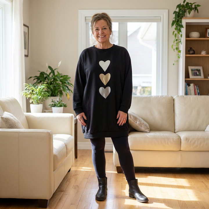 Francine | Heart Print Relaxed Sweatshirt