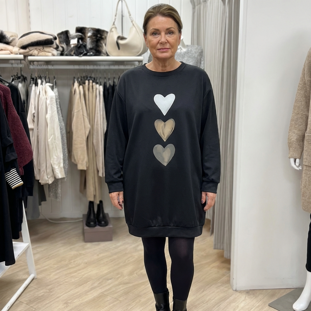 Francine | Heart Print Relaxed Sweatshirt