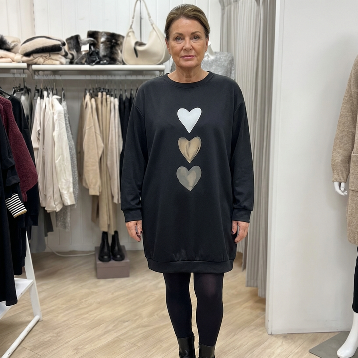 Francine | Heart Print Relaxed Sweatshirt