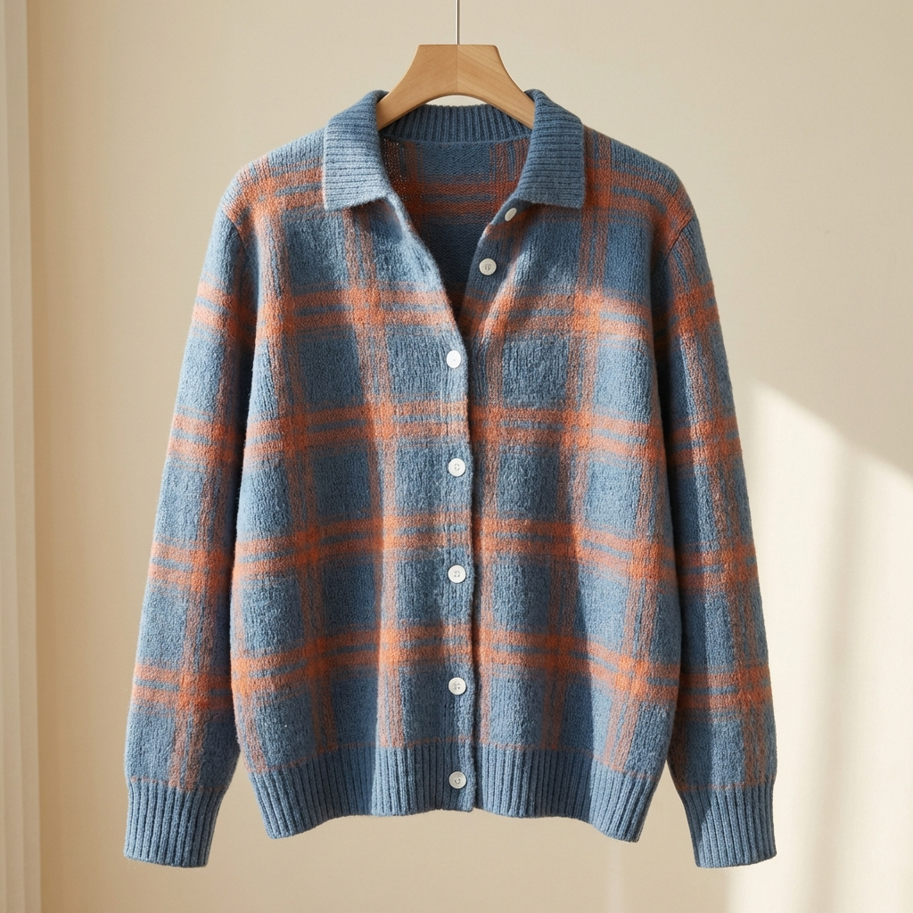 Mira™ – Soft Hoodie Blouse with Check Pattern