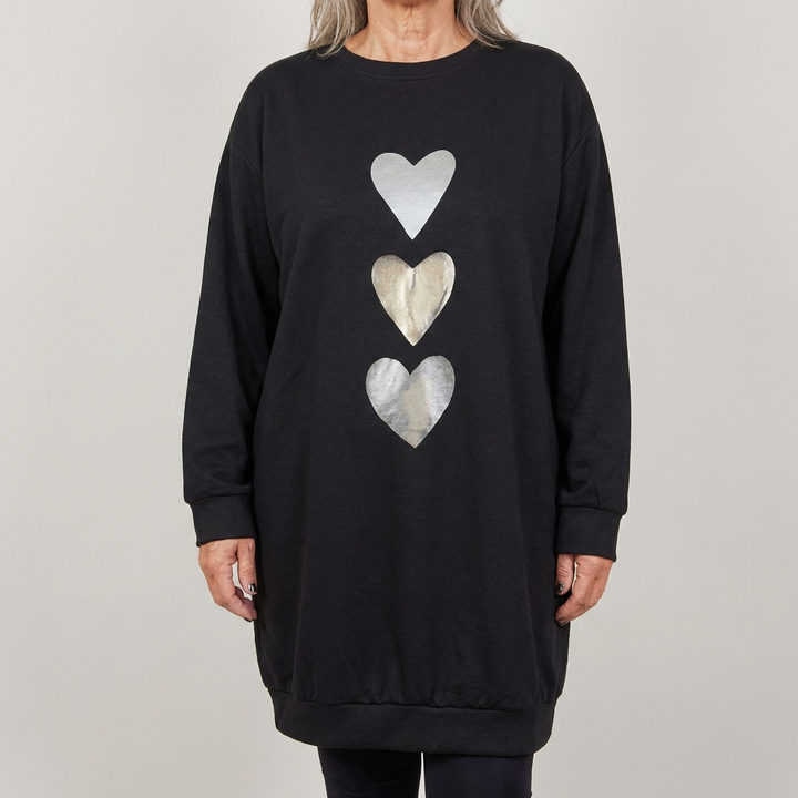 Francine | Heart Print Relaxed Sweatshirt